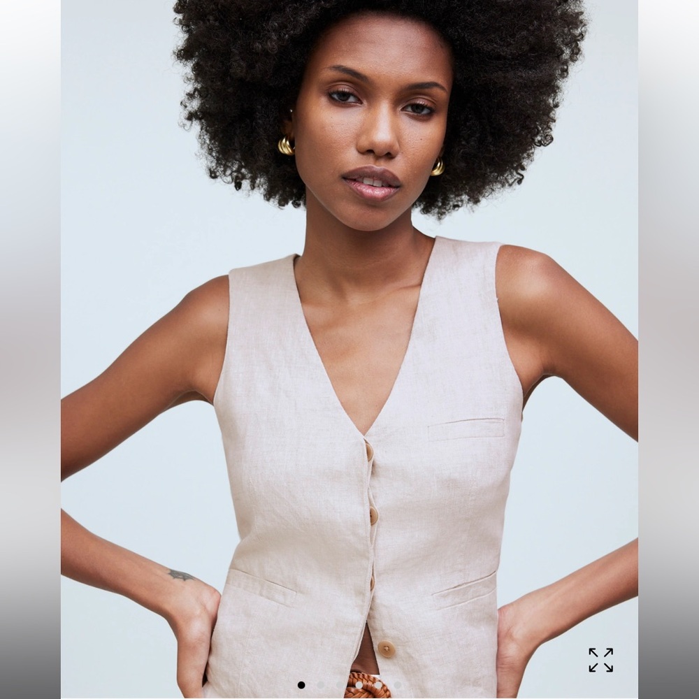 NWT Madewell Single Breasted Vest in Linen SZ 0